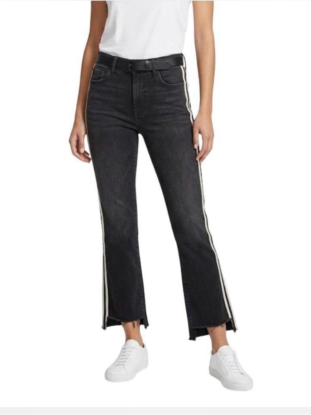 MOTHER Jeans  Insider Crop Step Fray Jeans – Guilty Racer Stripe – Size 29